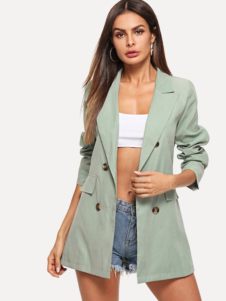 Double Breasted Solid Blazer | SHEIN | SHEIN