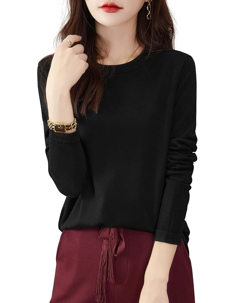 Chanyarn 100% Merino Wolle Shirt Damen Rundhalsausschnitt Langärmelig für Reisen Wandern T Shir... | Amazon (DE)