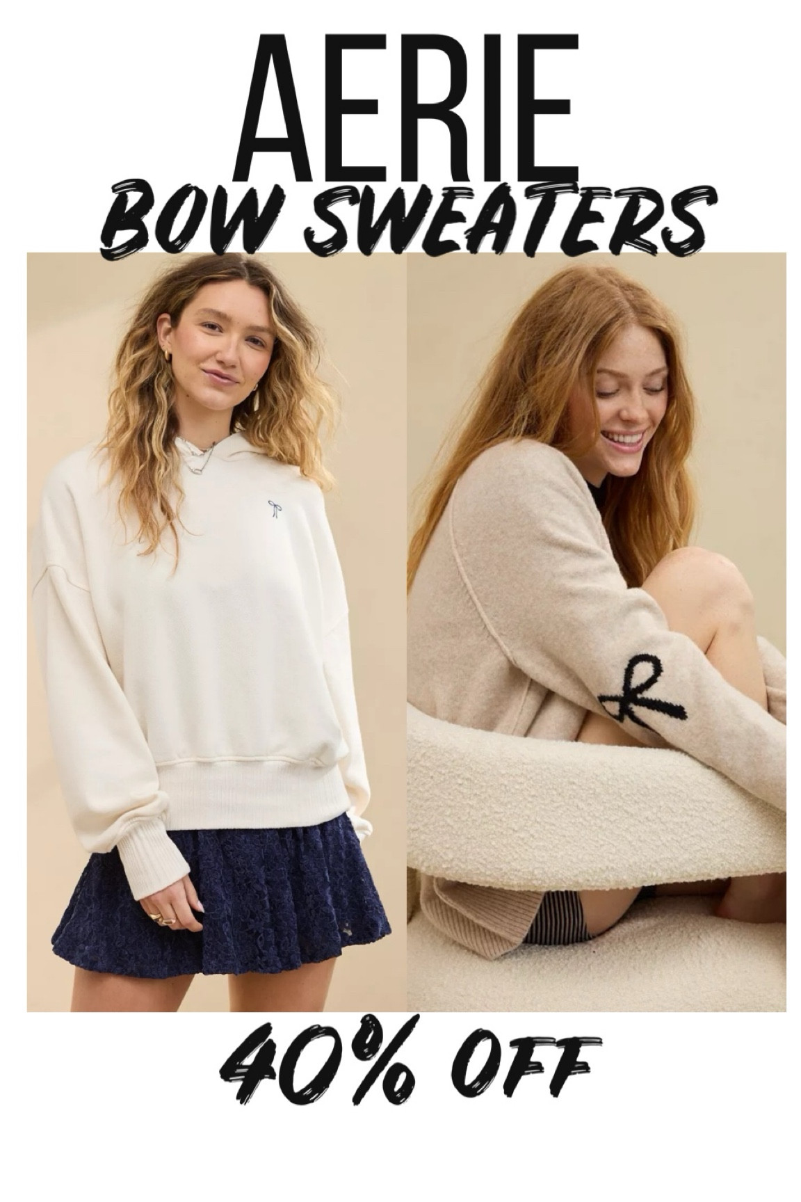 Aerie bow sweaters 40% off 
Hot holiday deal and gift idea 

#LTKStyleTip #LTKFindsUnder50 #LTKGiftGuide