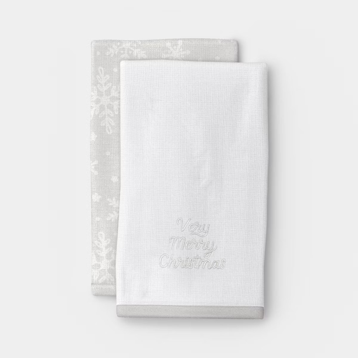 2pk 'Merry Christmas' and Gray/White Snowflake Christmas Hand Towel Set - Wondershop™ | Target