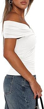Darong Women's Off Shoulder Summer Y2K T-Shirt | Amazon (US)