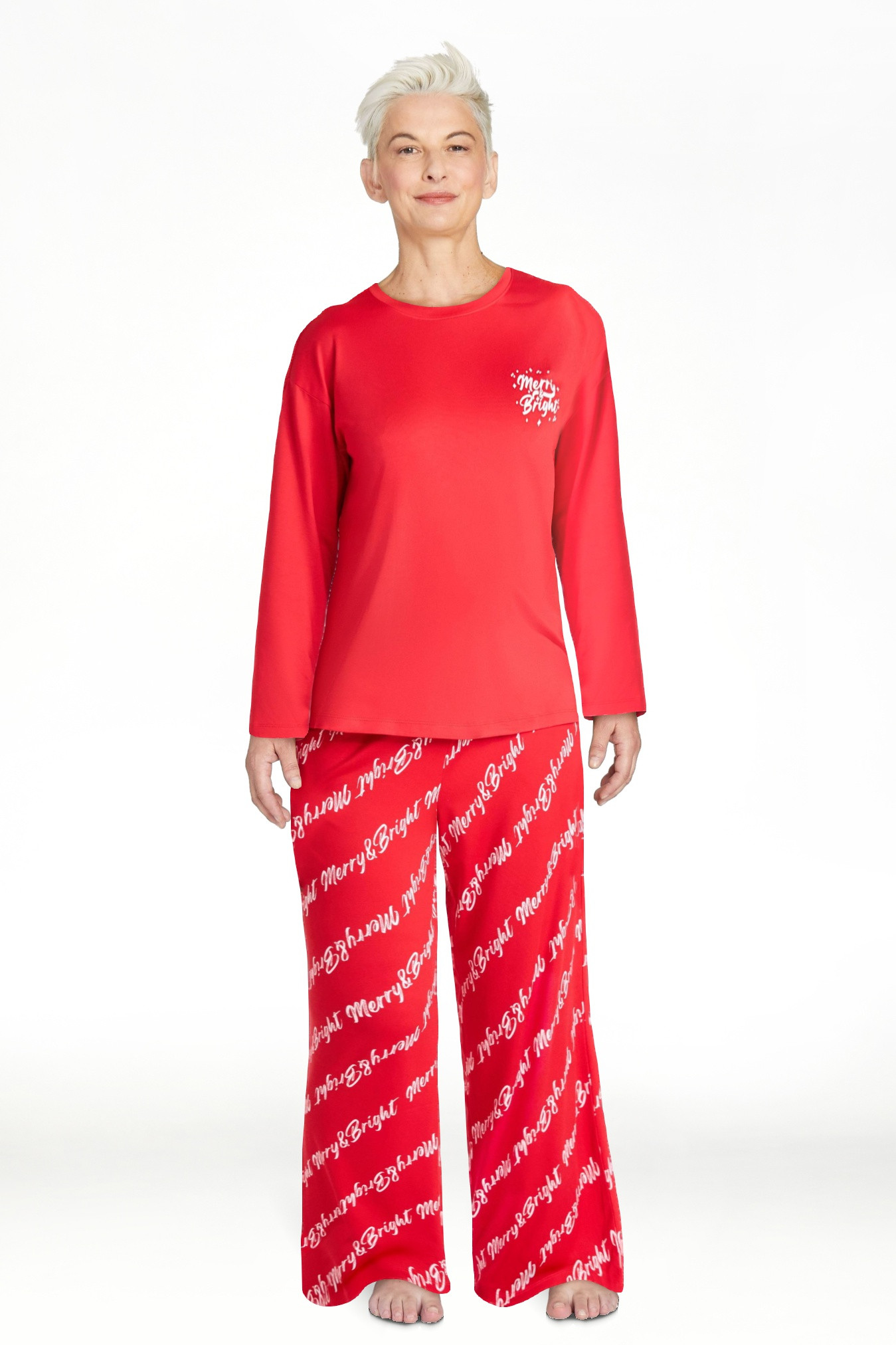 Joyspun Women's Dreamy Soft Collection Long Sleeve Sleep Top and Straight Leg Pants Pajama Set, 2... | Walmart (US)