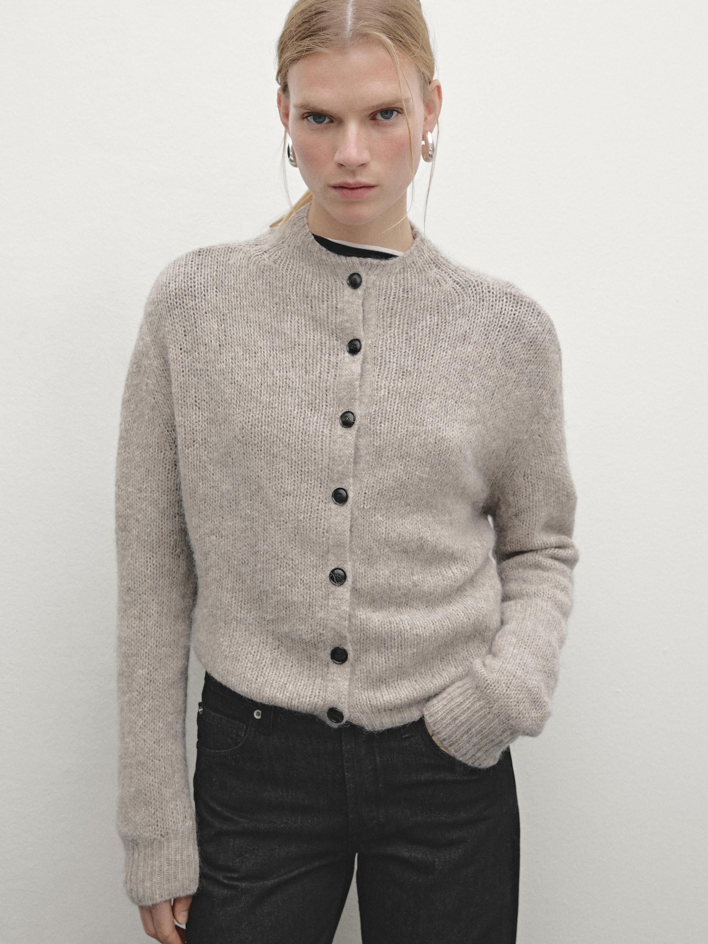 Flecked knit cardigan | Massimo Dutti US