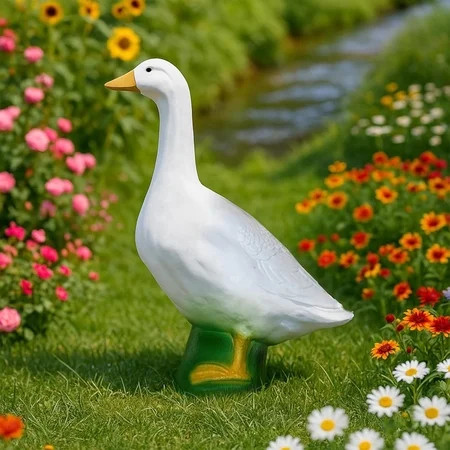 Goose Statue, Resin Porch Goose Decorations Outdoor, Mini White Geese Garden Animal Figurine for Patio, Balcony, or Front Porch Decor, White | Walmart (US)