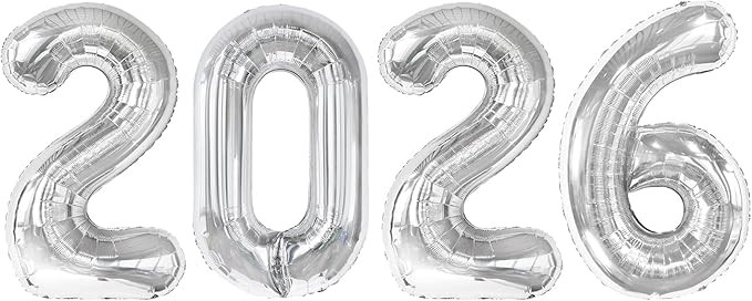 2026 balloons, Silver 40 Inch 2026 Party Decorations New Year Nye Decorfor New Years Eve Party Su... | Amazon (US)