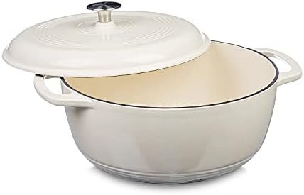 Amazon Basics Enameled Cast Iron Covered Dutch Oven, 6-Quart, White | Amazon (US)