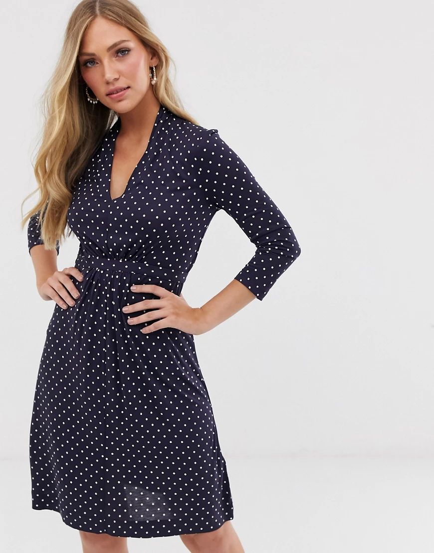 French Connection polka dot jersey dress-Navy | ASOS (Global)