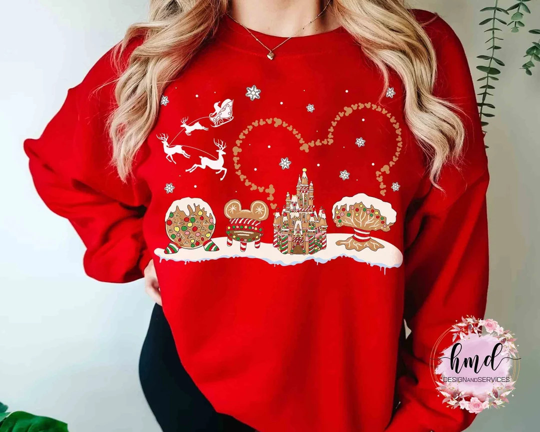 Disney Castle Mickey and Friedns Gingerbread Christmas T-shirt, Mickeys Very Merry Xmas Light Tee... | Etsy (US)