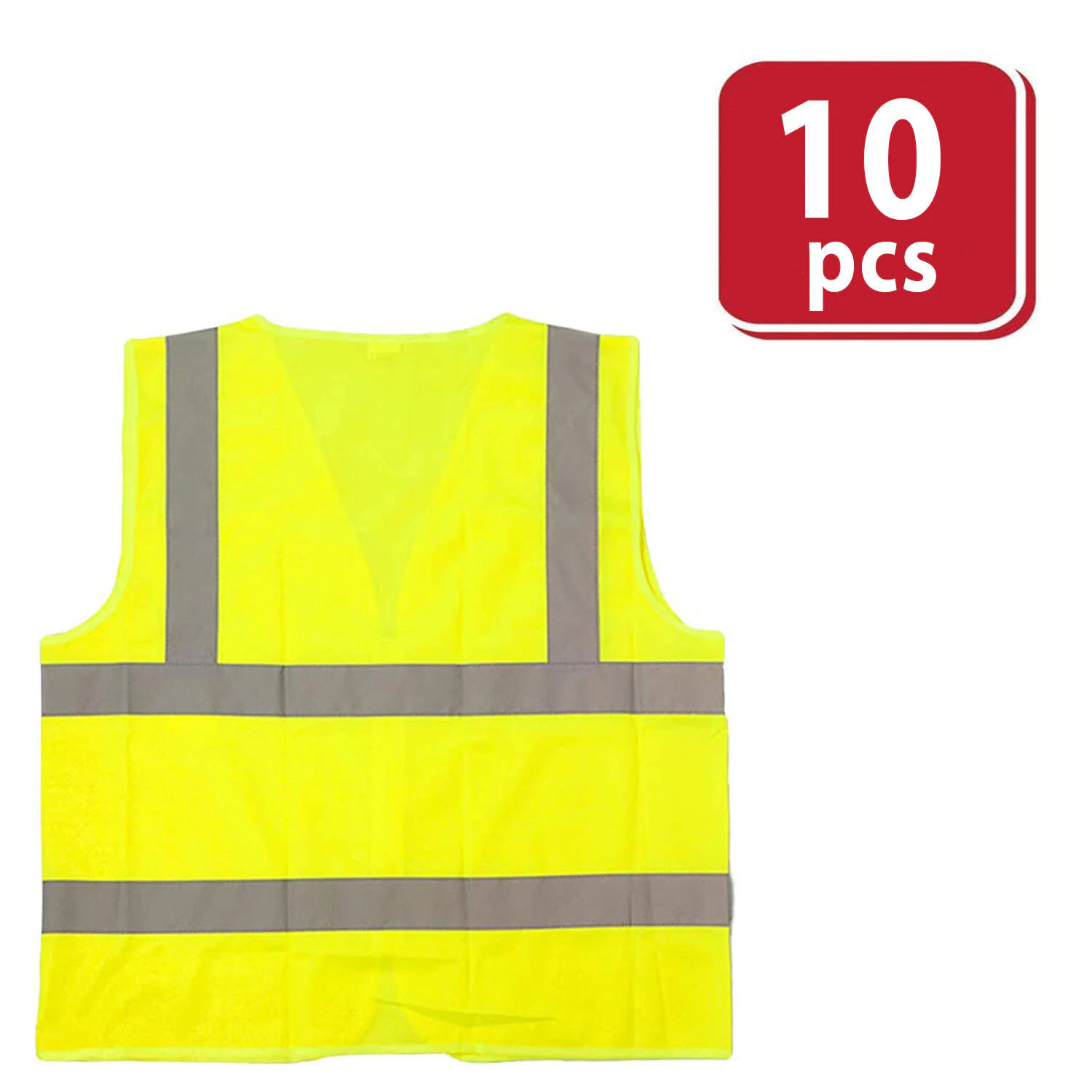 BISON LIFE 10-Pack, Florescent Reflective Safety Vest Unisex Yellow Polyester High Visibility Reflective Safety Vest L Large | BLSH-ES-L-SV1Y-2-5 | Lowe's