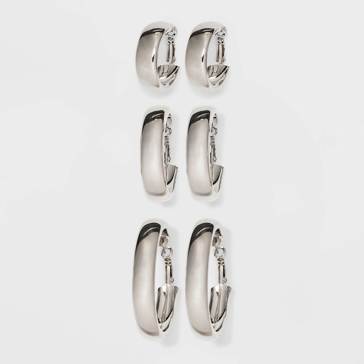 Wide Hoop Earring Set 3pc - Wild Fable™ Silver | Target