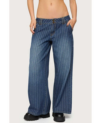 Women's Cory Striped Low Rise Baggy Jeans | Macy's