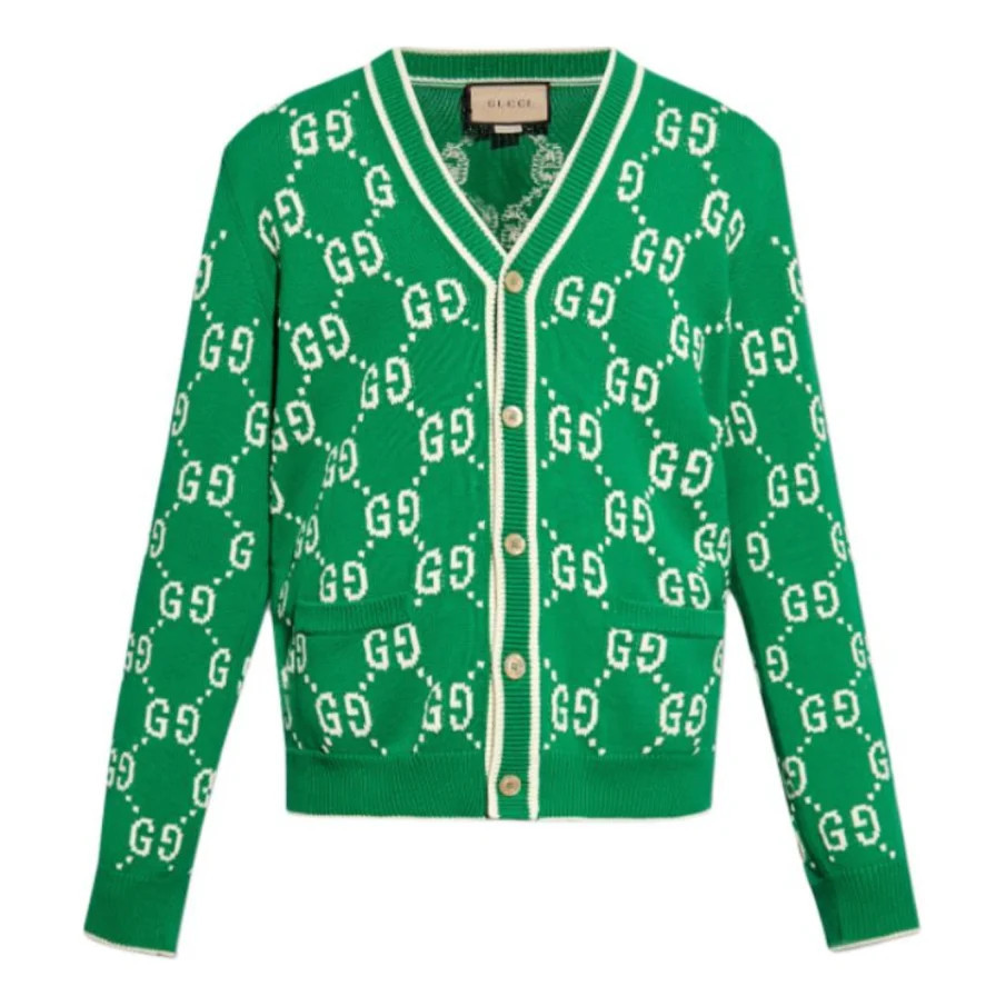 Gucci Jumbo GG Jacquard Cardigan 'Green' 703943-XKCDF-3861 | KICKS CREW