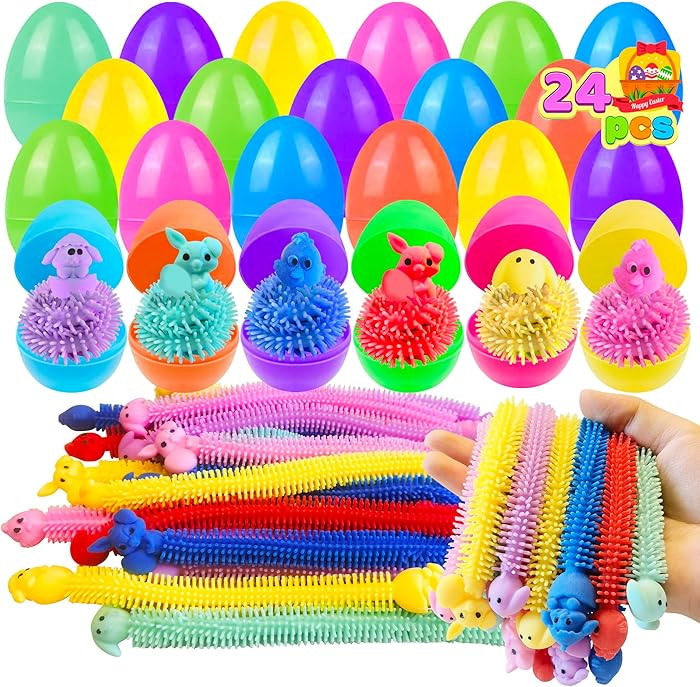 24 Pack Prefilled Easter Eggs with Bunny Stretchy Strings Sensory Fidget Toys Inside Great for Ki... | Amazon (US)