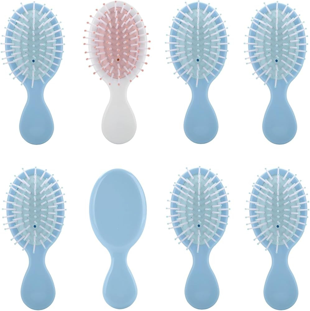 Bridesmaid Proposal Gifts 8 Pieces Mini Travel Hair Brush, White&Blue, for Wedding Party Favors | Amazon (US)