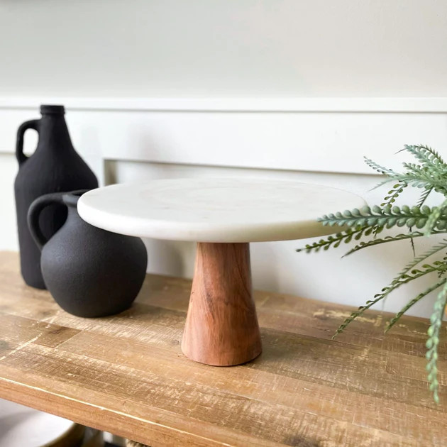 Idra Wood + White Cake Stand | Pepper + Vetiver