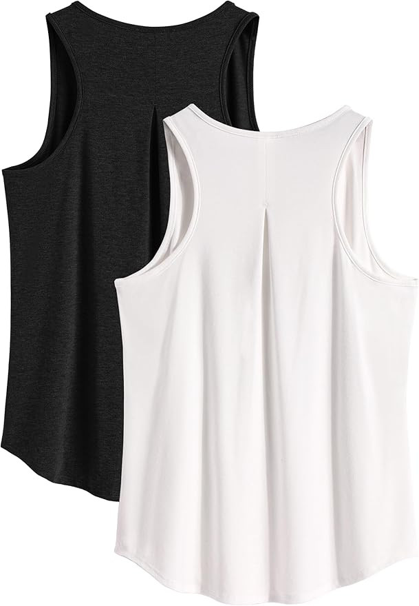 PINSPARK Workout Tops for Women Racerback Tank Top Pack Sleeveless Athletic Running Tops Loose Gy... | Amazon (US)