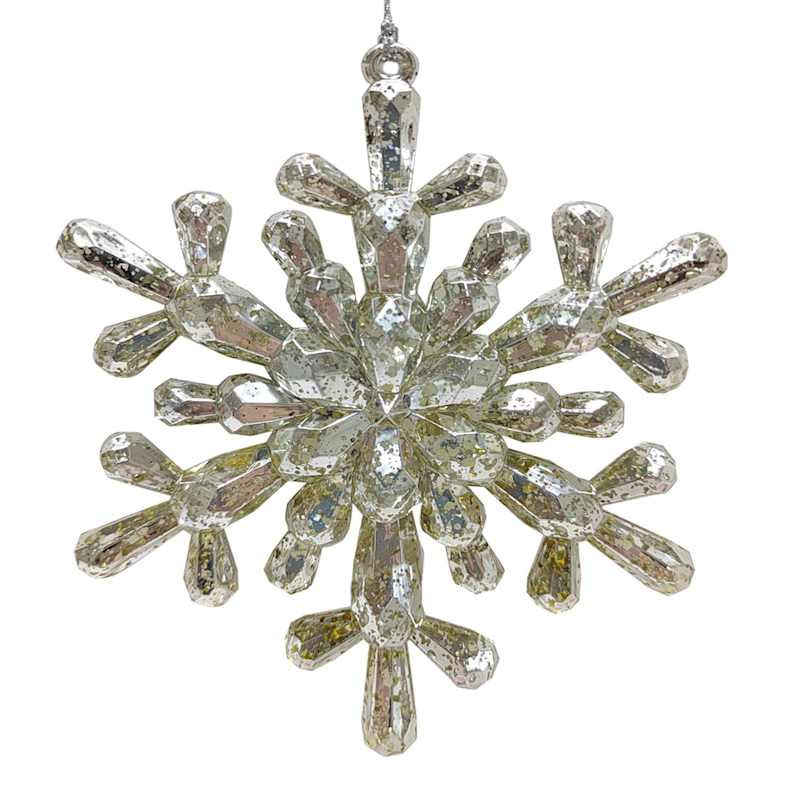 Providence Silver Clear Gold Snowflake Ornament, 4.5" | At Home