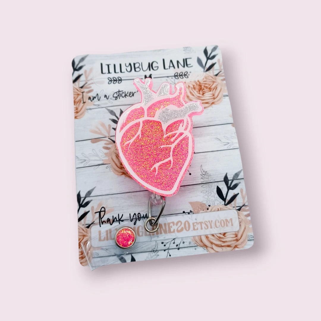 Pink Anatomical Heart Badge Reel, Cardiology ID Tag, Valentine's Day Badge, Student Nurse Gift - ... | Etsy (US)