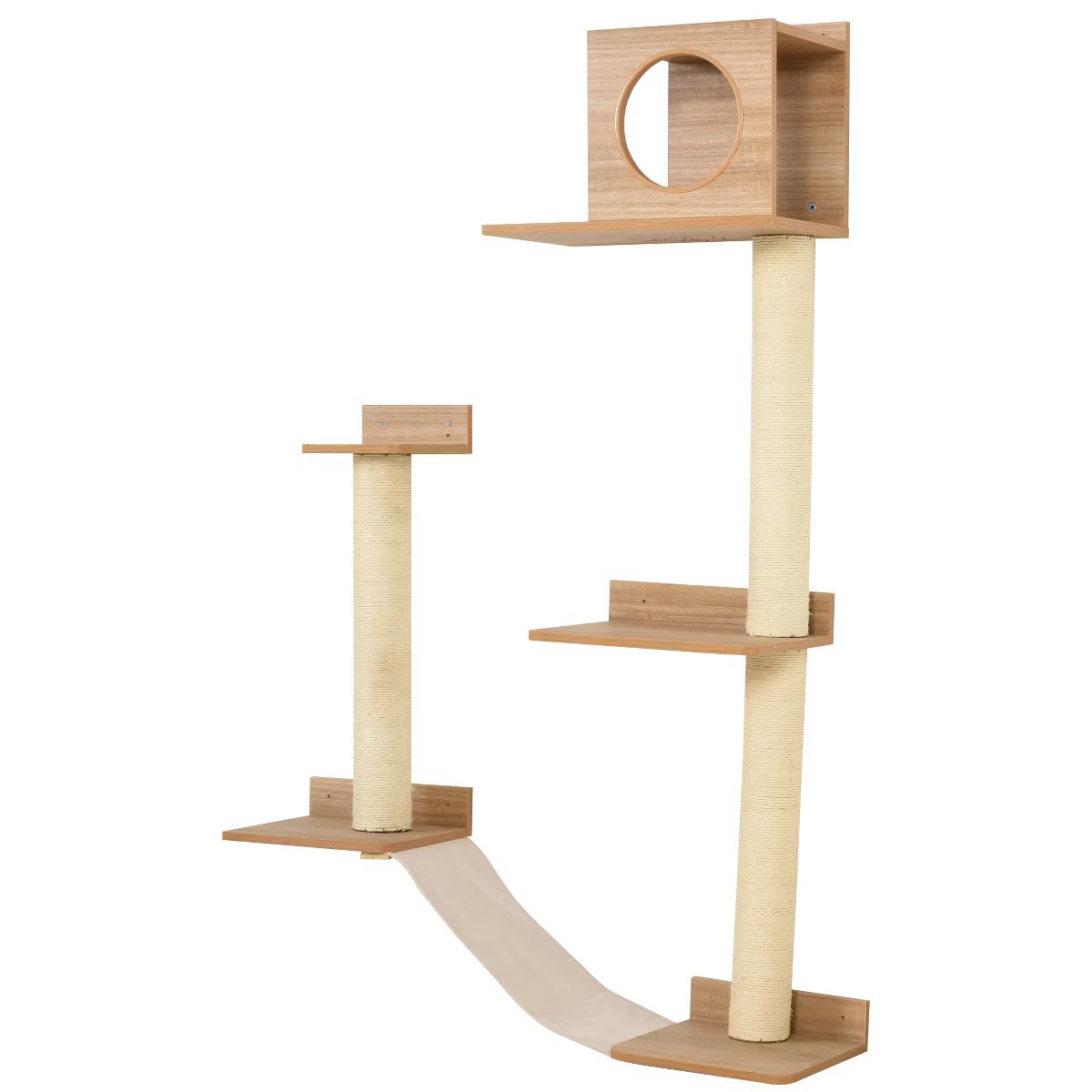 PawHut Wall-Mounted Multi-Level Cat Tree Activity Tower with Sisal-Covered Scratching Posts | Target