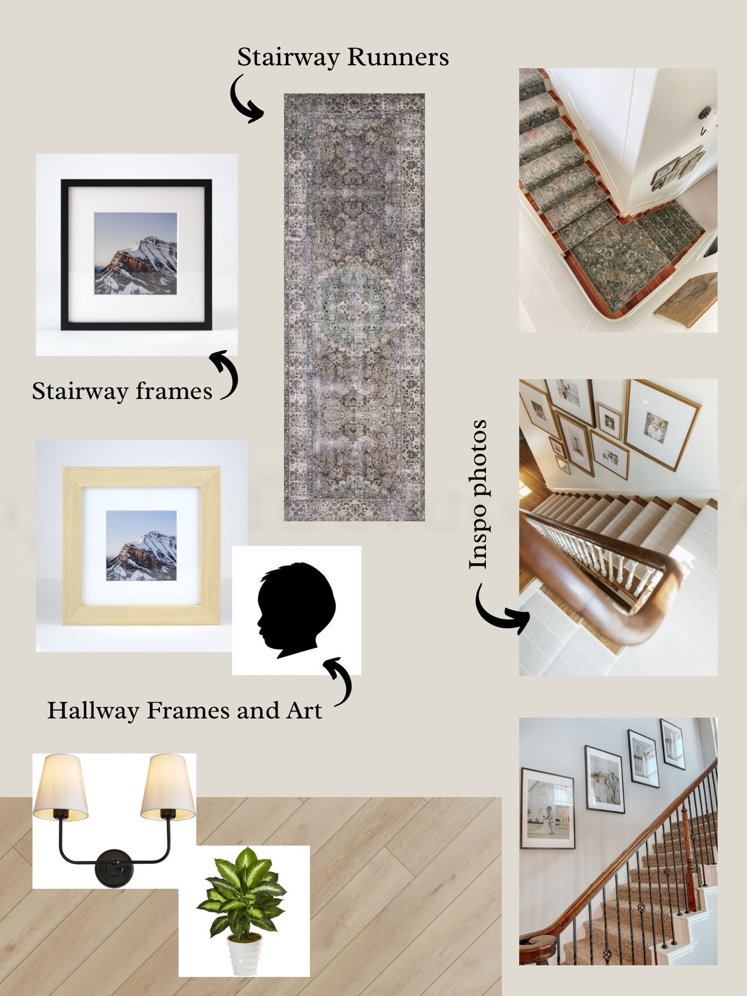 Stairway mood board and sources! Follow along to see it come to life! 