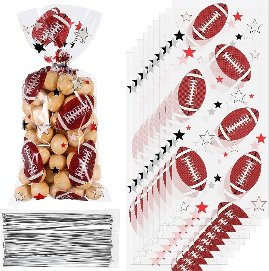 Blulu 100 Pcs Football Goody Bags with Ties, Sports Party | Amazon (US)
