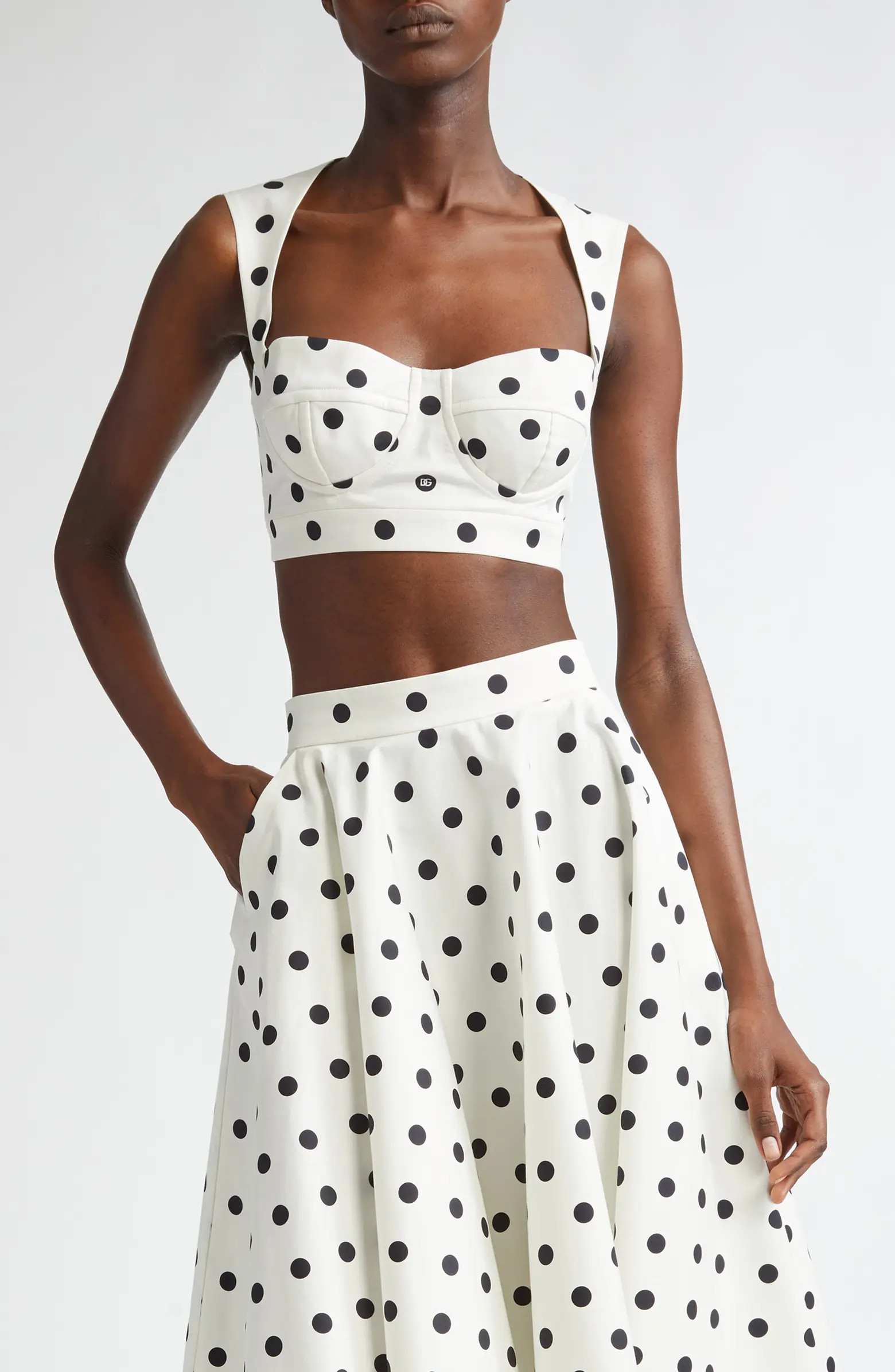 Dolce&Gabbana Polka Dot Back Cutout Crop Bustier Top | Nordstrom | Nordstrom
