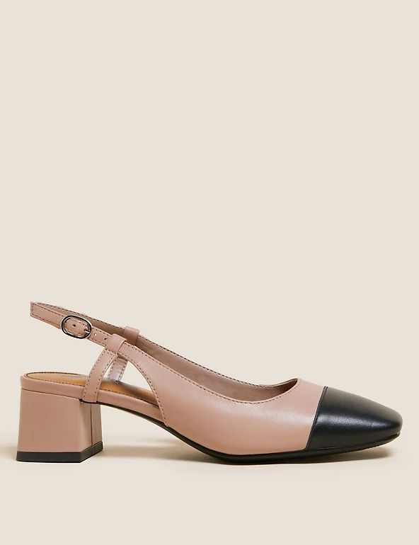Leather Block Heel Slingback Shoes | M&S Collection | M&S | Marks & Spencer (UK)