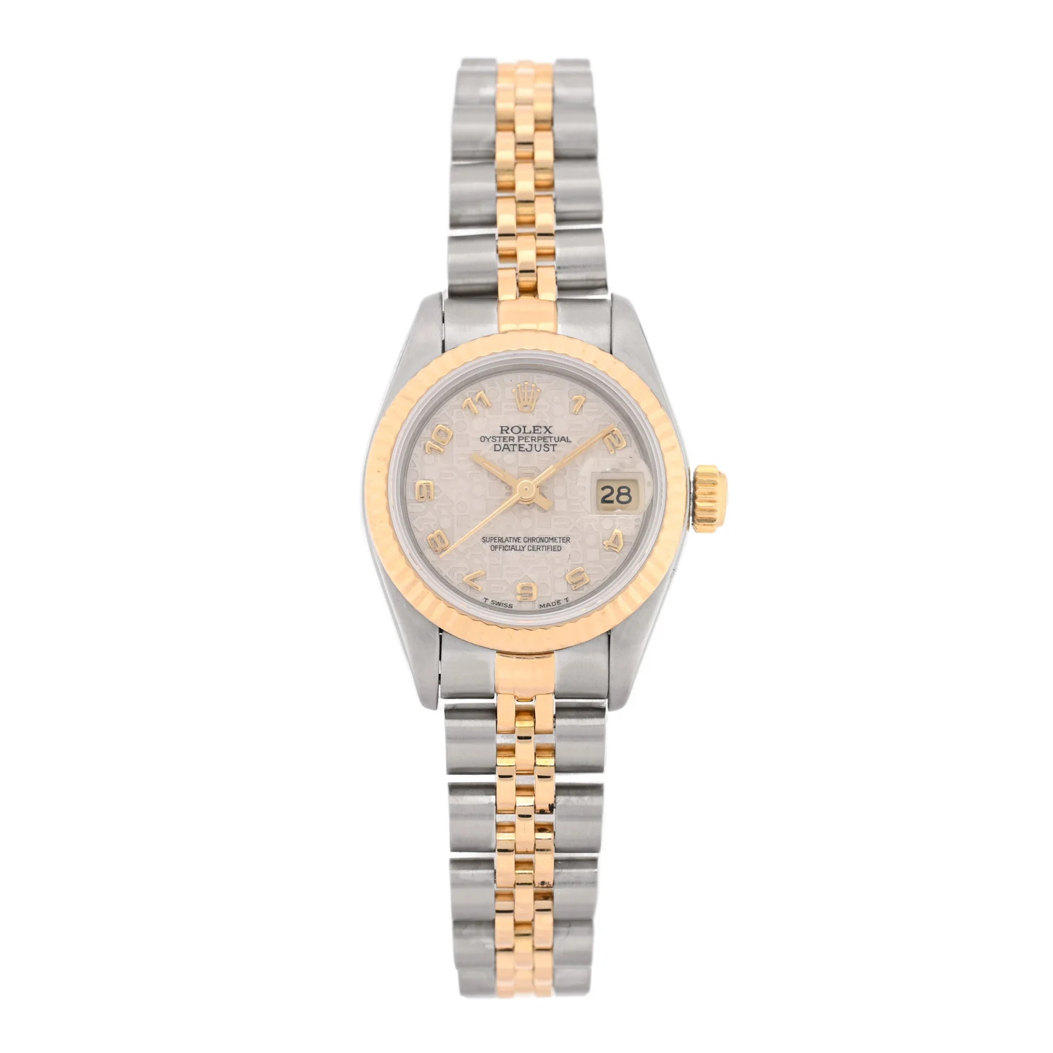 Stainless Steel 18K Yellow Gold 26mm Oyster Perpetual Datejust Watch Ivory Jubilee 69173 | FASHIONPHILE (US)