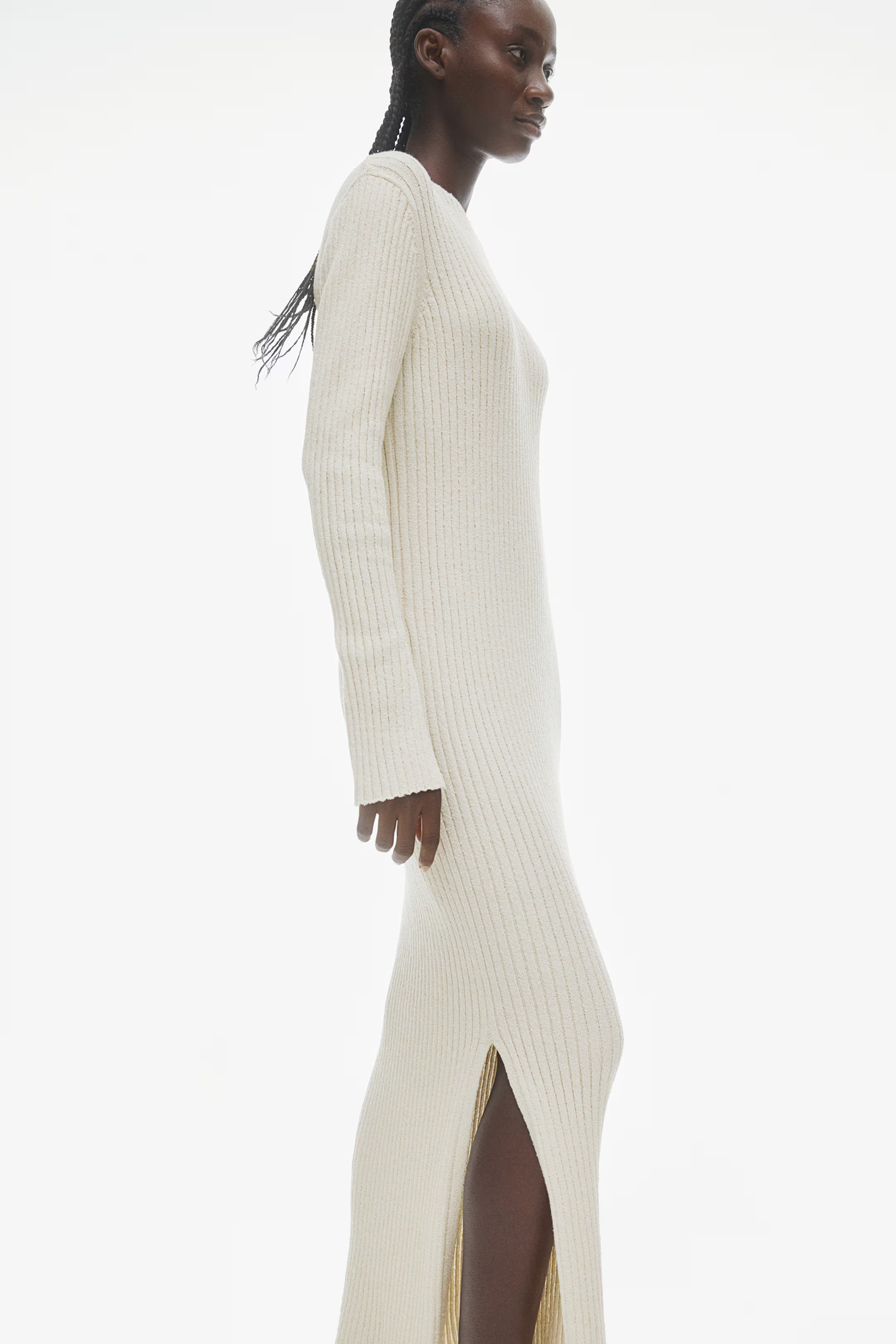 Long Rib-knit Dress - Light beige - Ladies | H&M US | H&M (US + CA)