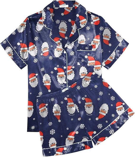 Ekouaer Womens Silk Satin Pajama Sets Soft Short Sleeve Button Down Sleepwear Top and Shorts 2 Pi... | Amazon (US)