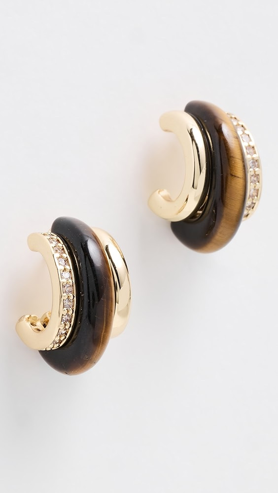 Semi Stone Combo Chubby Hoop Earrings | Shopbop