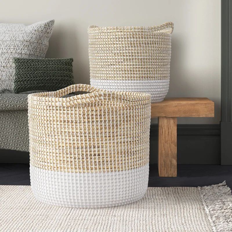 Handmade Seagrass Basket With Handles - Set of 2 | Wayfair North America