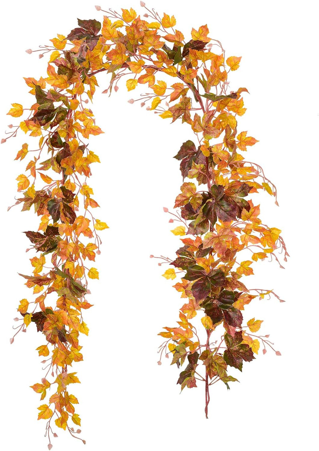 Artiflr 2 Pack Fall Garland Maple Leaf Vine, 6.5 Ft/Piece Hanging Vine Garland Artificial Autumn ... | Amazon (US)