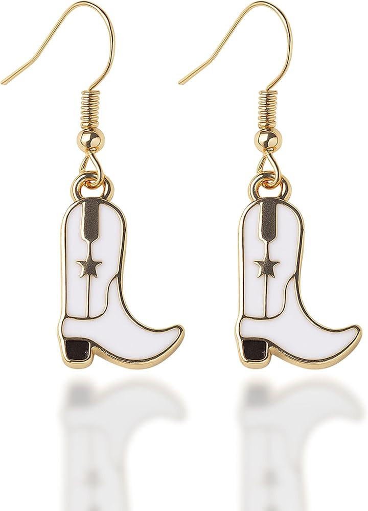 Western Cowgirl Boots Earrings White Women Costume Accessories – Enamel Dangle Drop Jewelry Cut... | Amazon (US)