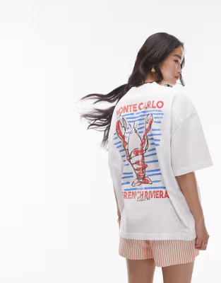 Topshop graphic Monte Carlo lobster T-shirt in white | ASOS (Global)