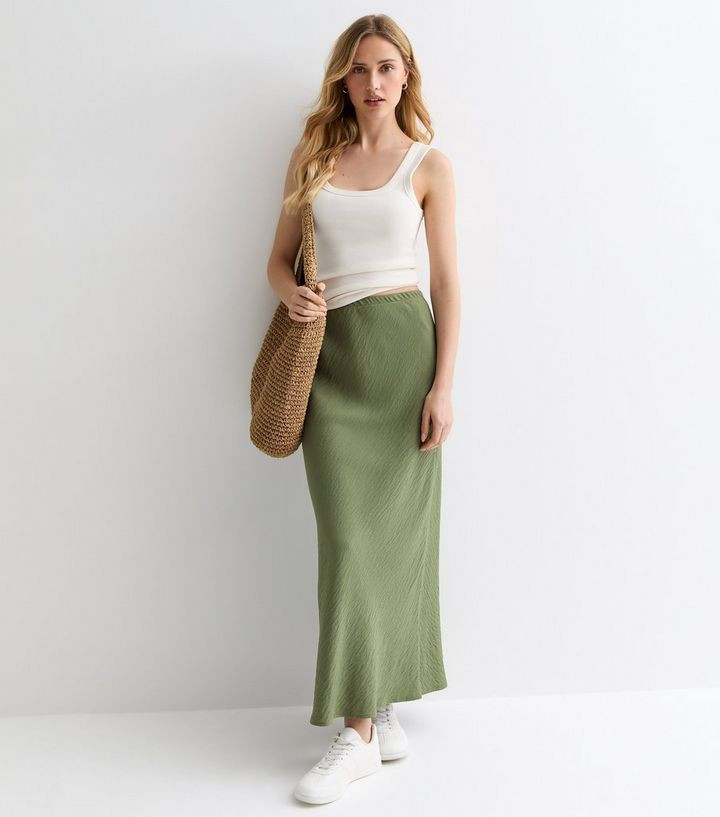 Khaki Textured Midi Skirt | New Look | New Look (UK)