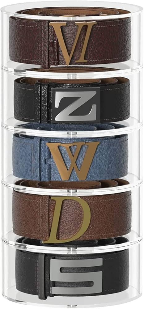 Carmanon 5 Layers Belt Organizer for Closet, Acrylic Belt Storage Organizer Clear Belt Holder, Me... | Amazon (US)