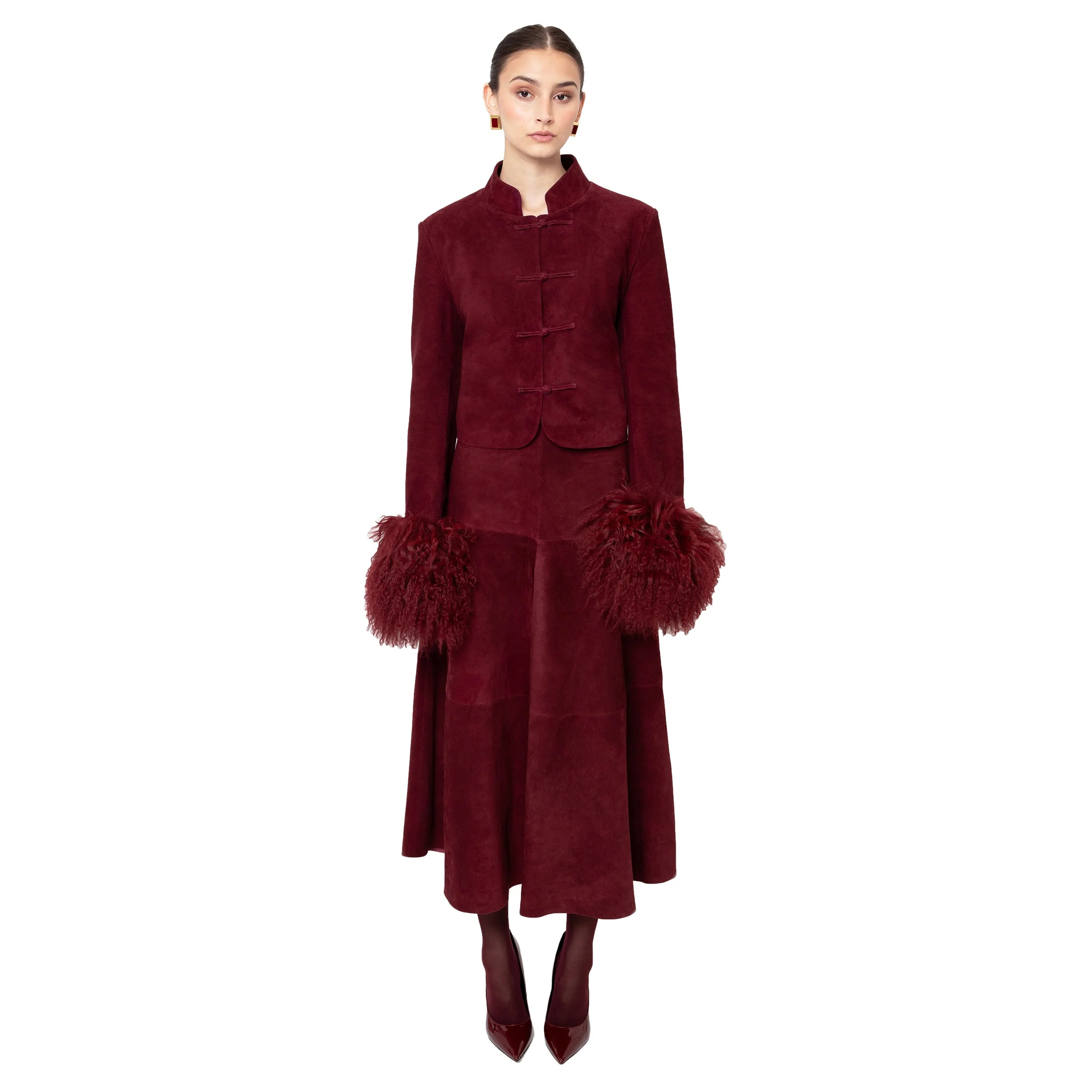 Leighton Shearling Trim Suede Jacket | Susanna Chow