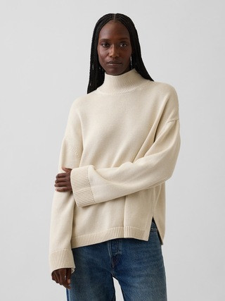 100% Cotton Oversized Mockneck Sweater | Gap (US)