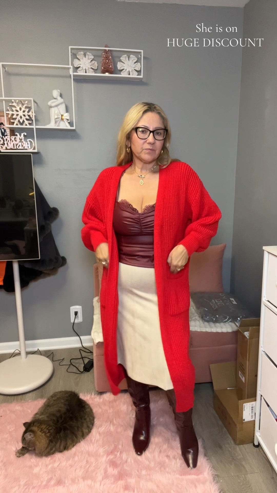 Long warm cardigan with cute boots 

#LTKPetite #LTKOver40 #LTKootd