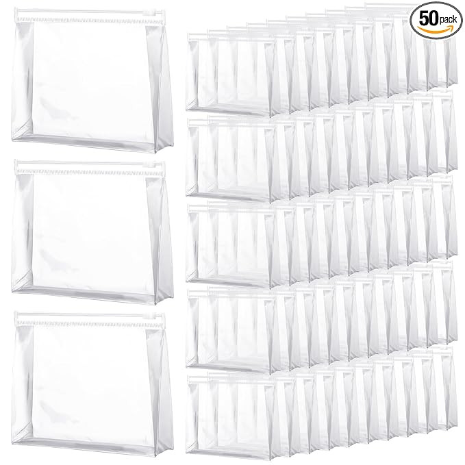 Xuniea 50 Pcs Mini Clear Makeup Bag Small Clear Zipper Pouch Travel Plastic Cosmetic Organizer Wa... | Amazon (US)