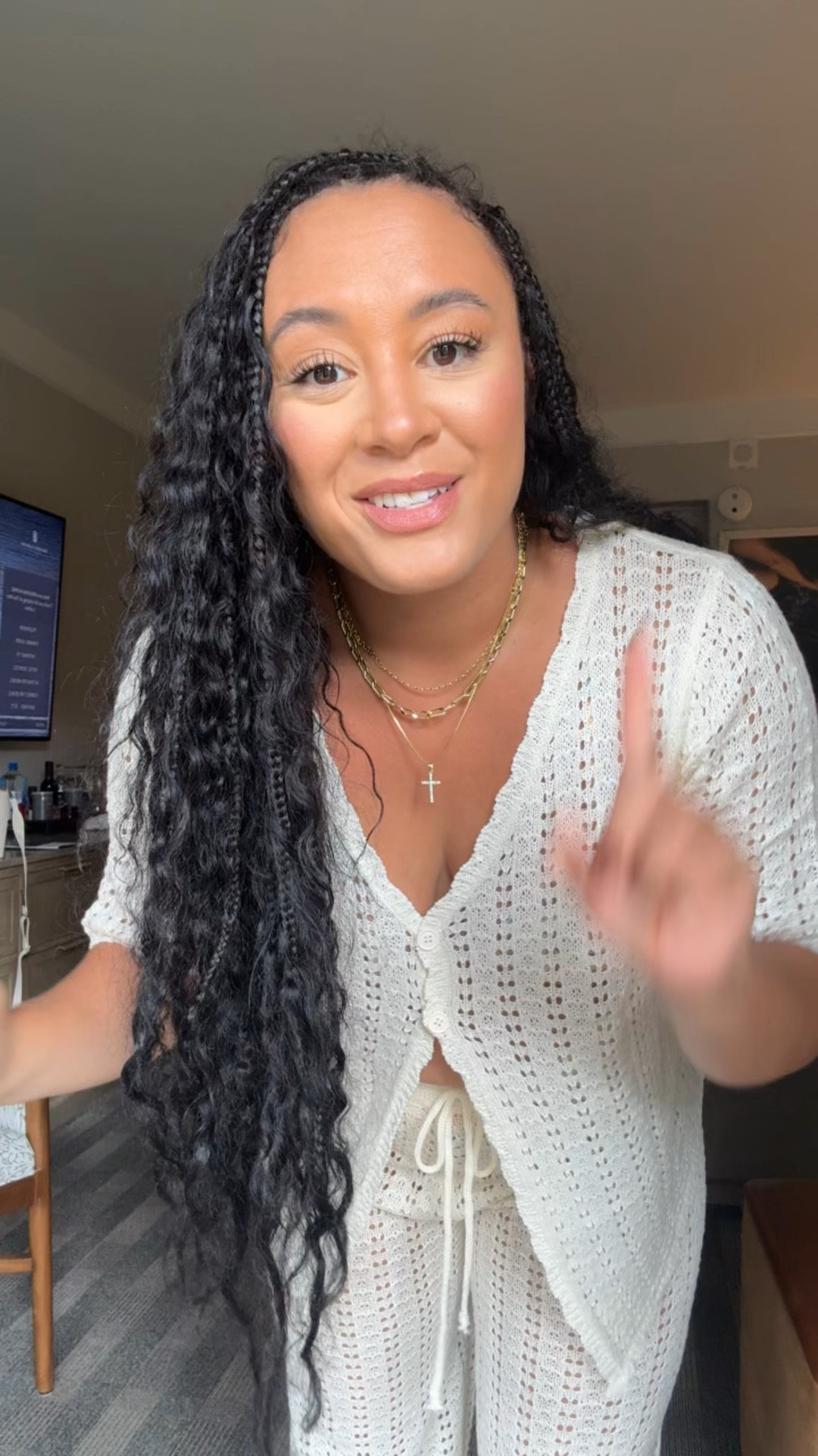 Wearing a large in the coverup set and swimsuit #swim #beach #crochetset