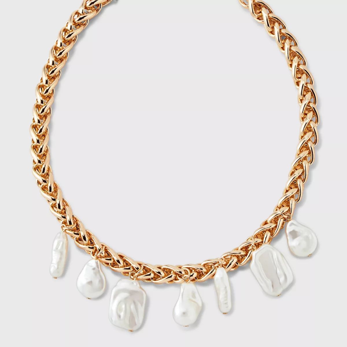 Braided Pearl Drop Chain Necklace - A New Day™ Gold/White | Target