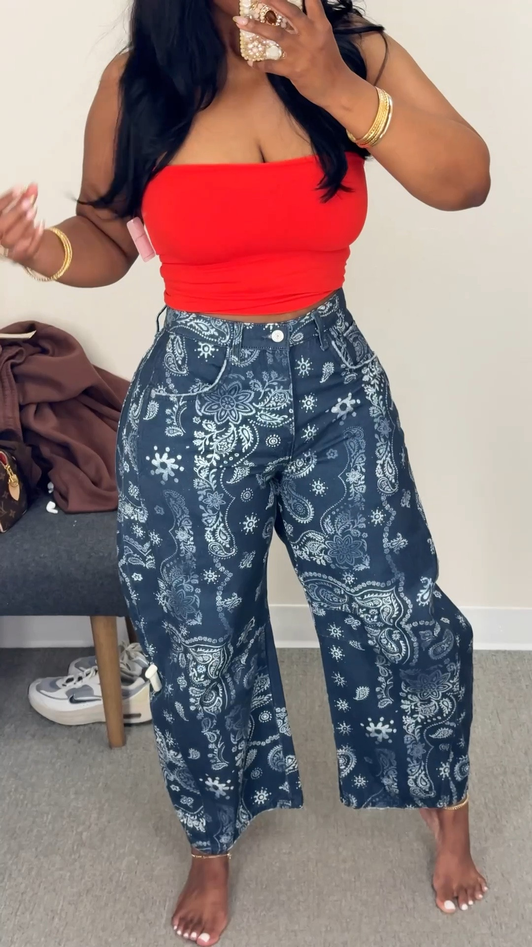 Y’all know I love my FP jeans downnn so I couldn’t wait to add these to my collection 😭❤️ The bandana print is such a fun statement for spring/summer and would be so cute styled with a tube top, halter top, or little crop moment. Wearing a size 28 in the jeans Xs/Sm in tube top✨

#LTKootd #LTKPetite #LTKgrwm