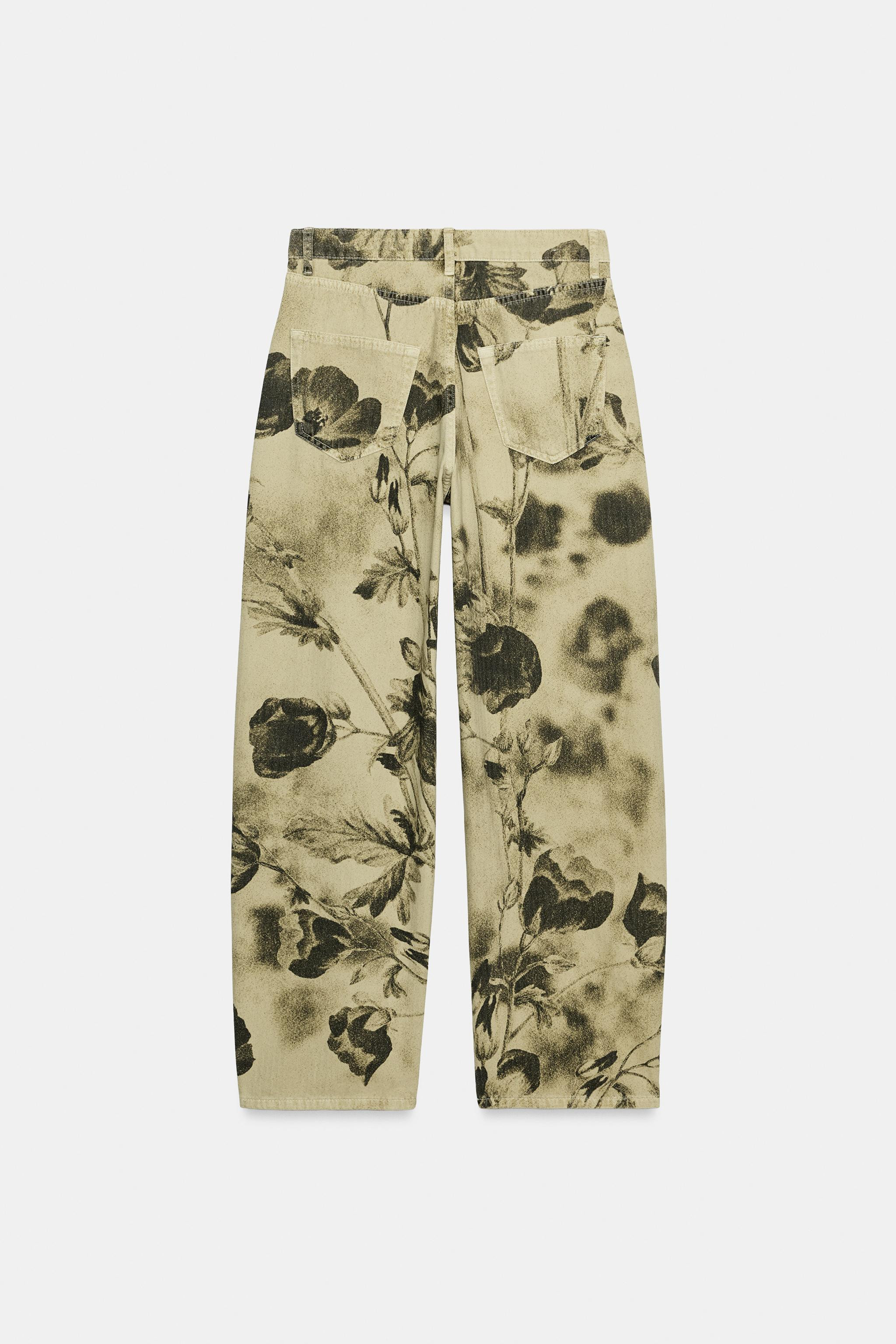 ZW COLLECTION MID-RISE BARREL JEANS WITH FLORAL PRINT | Zara US