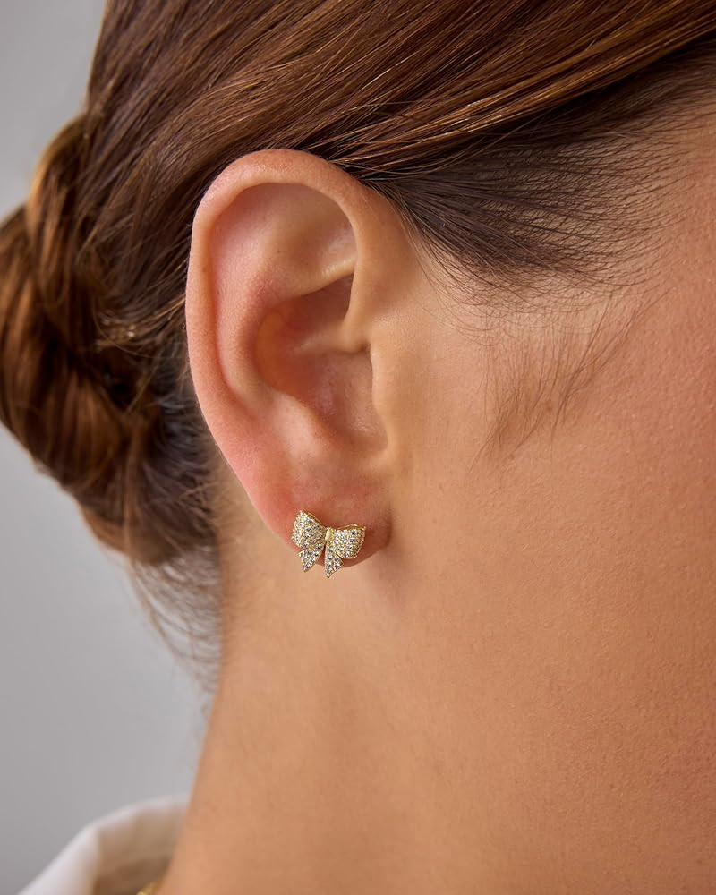 PAVOI 14K Gold Plated Dainty Flat Back Earrings for Women - Hypoallergenic Sterling Silver Posts ... | Amazon (US)