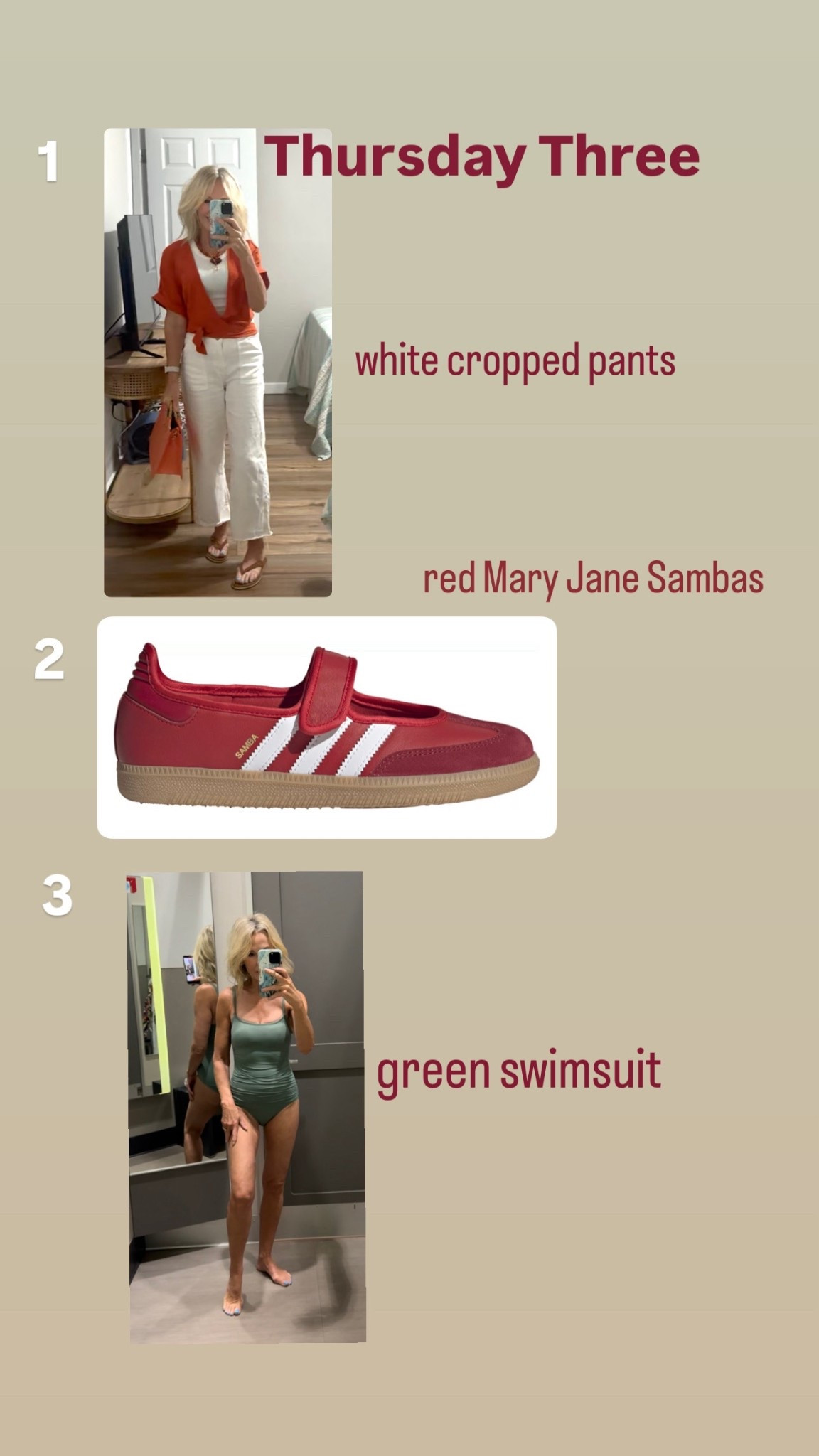 Thursday Three! #target #swimwear #sneakers #sambas #whitepants 

#LTKSwim #LTKOver40 #LTKPetite