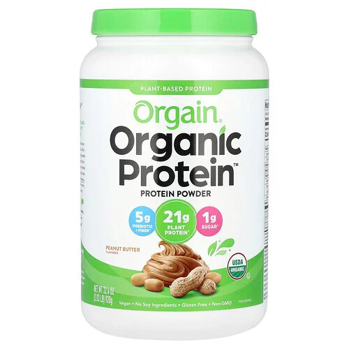 Orgain, Organic Protein Powder, Plant-Based, Peanut Butter, 2.03 lb (920 g) | iHerb