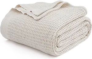 Bedsure 100% Cotton Blankets King Size for Bed - Waffle Weave Blankets for Summer, Lightweight an... | Amazon (US)
