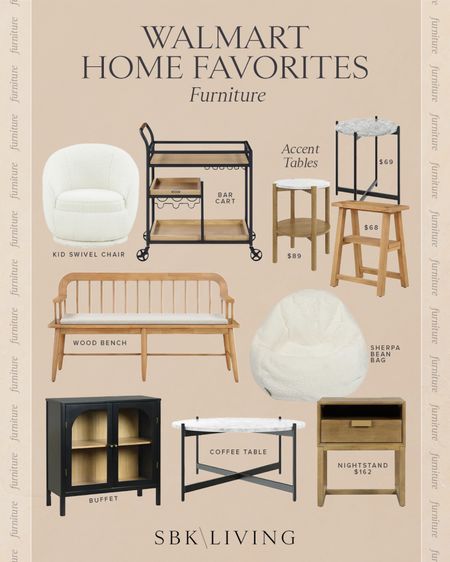 WALMART \ new home favorites I’m loving! Furniture finds: accent tables, bench, bar, coffee table, nightstand and more!

Living room
Bedroom
Entry 


#LTKhome #LTKfindsunder100